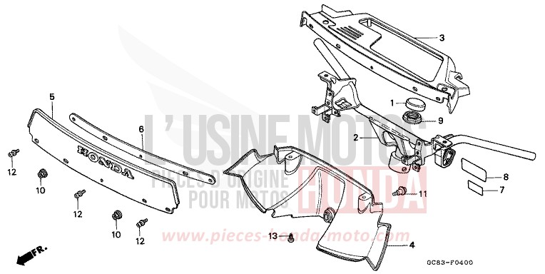 LENKERGRIFF/LENKER DECKEL/WIND SCREEN von NHX 110 NEPTUNE BLUE (PB109) von 1990